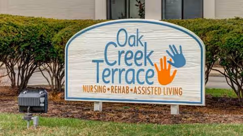 Exterior sign for Oak Creek Terrace Nursing and Rehab Center