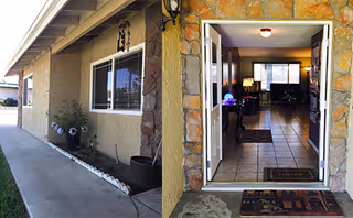 Exterior entrance of La Fuente Lavender with an open doorway to a lobby.