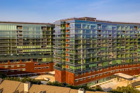 Exterior view of Ventana by Buckner facility with glass facade.