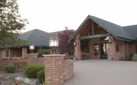 Exterior view of Wellspring Lutheran Services Saginaw Senior Living Campus entrance.