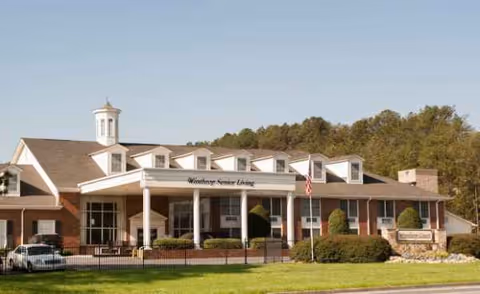 Exterior view of Winthrop Court senior living facility entrance.