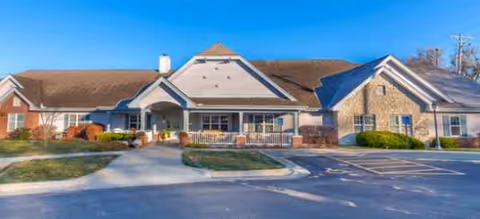 Brookdale Topeka senior living facility exterior front with entrance and parking