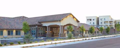 Exterior view of Northridge Care Center with a covered entrance and front landscaping