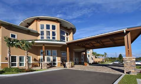 Exterior view of Brentwood at Fore Ranch, a senior living facility entrance.