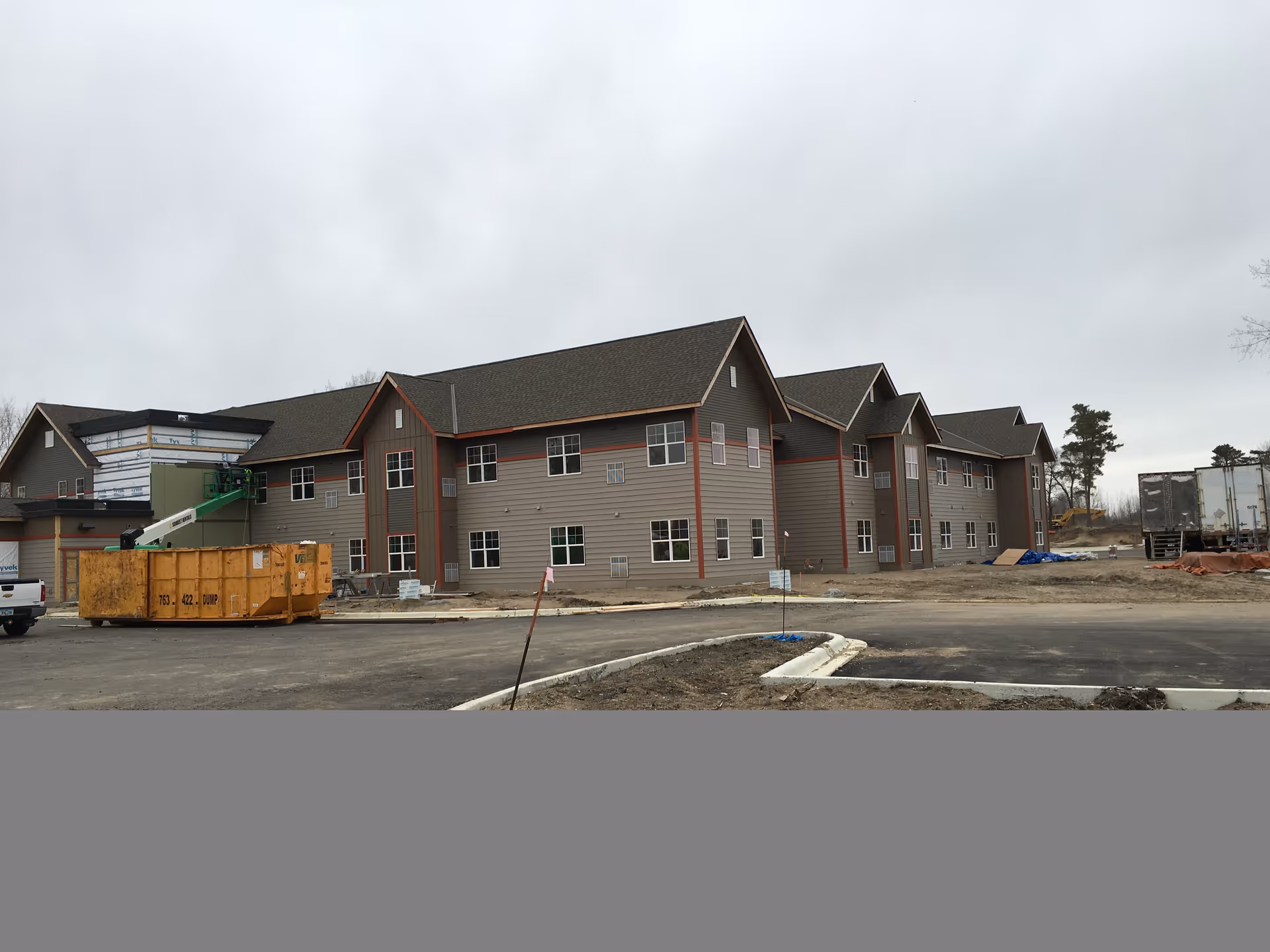 Exterior view of the St John's Lutheran Community senior living facility under construction.