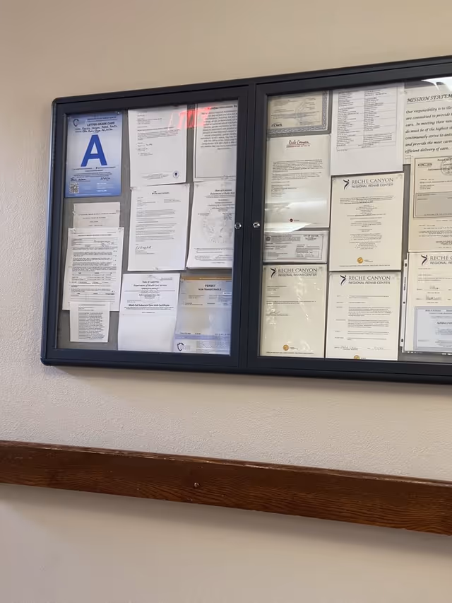Two glass bulletin boards filled with notices and documents mounted on an interior wall.